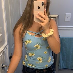 Blue floral tank top